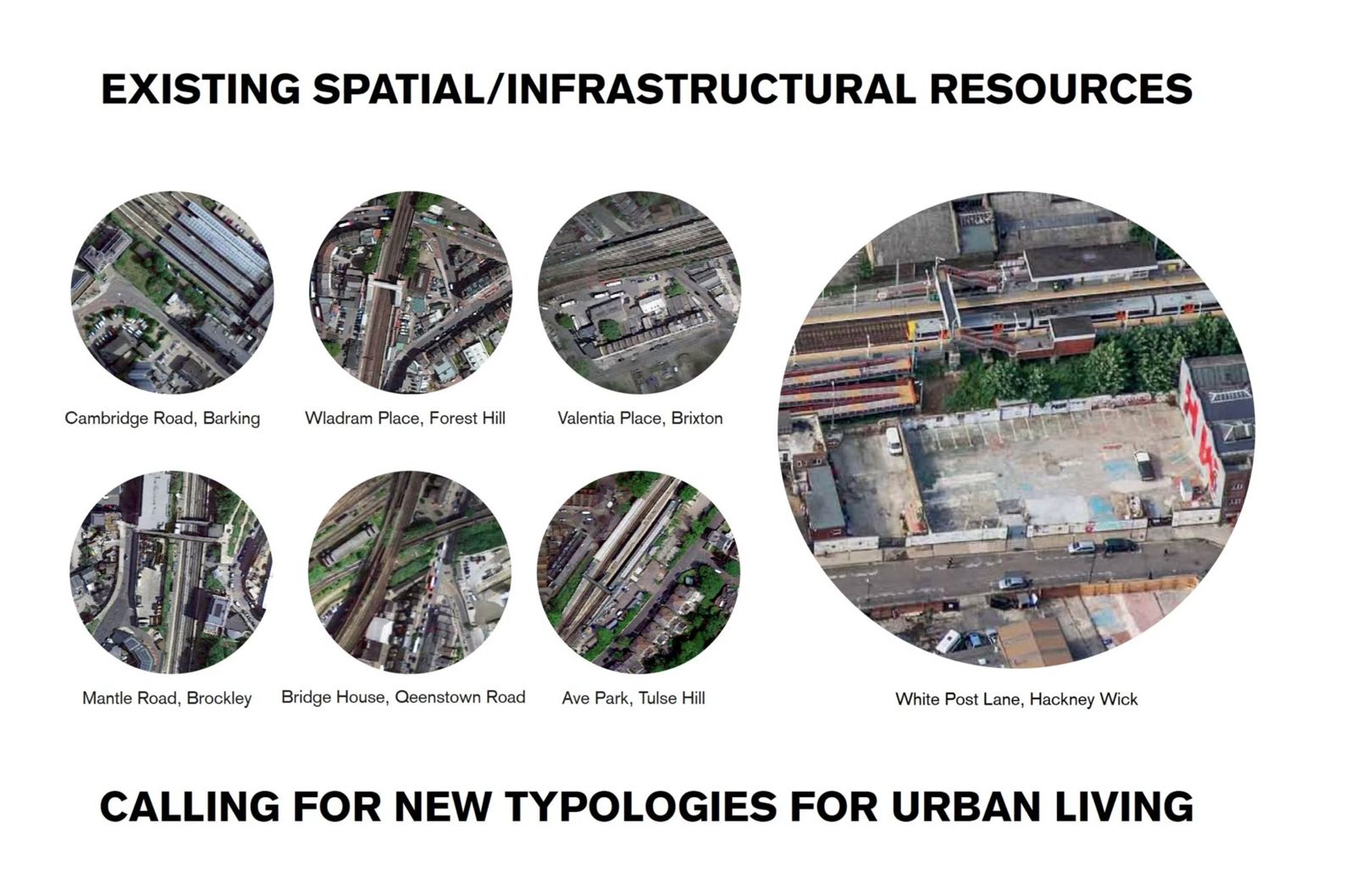 Existing spatial and infrastructural resources: brownfield sites along London’s Overground, with White Post Lane, Hackney Wick